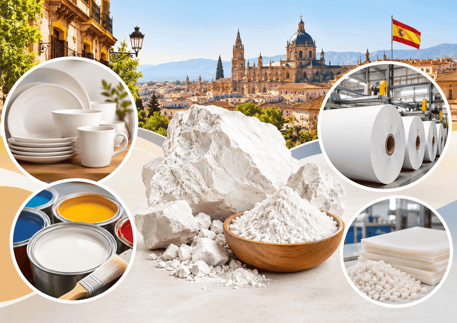 Kaolin clay used in Spanish manufacturing industries